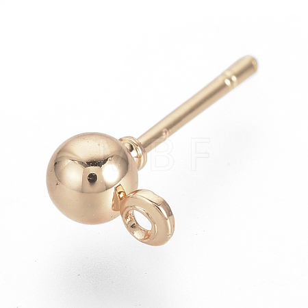 Iron Ball Stud Earring Findings KK-R071-09RG-1