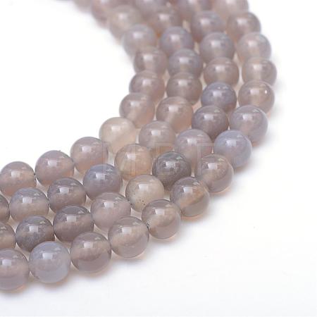 Round Natural Grey Agate Bead Strands G-R345-4mm-07-1