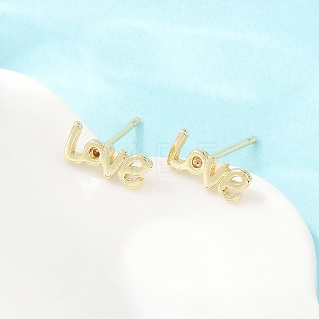 Brass Stud Earrings EJEW-P346-02A-G-1