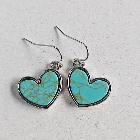 Alloy & Synthetic Turquoise Dangle Earrings FS-WGB9754-01-1