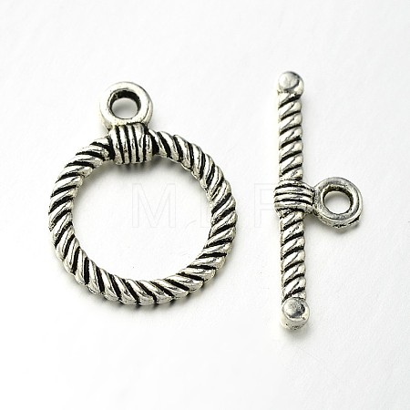 Tibetan Style Alloy Ring Toggle Clasps PALLOY-N0112-01AS-1