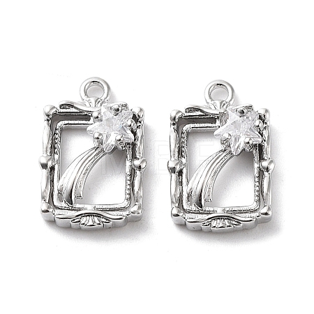 Rack Plating Brass Micro Pave Cubic Zirconia Pendants KK-K333-90P-1