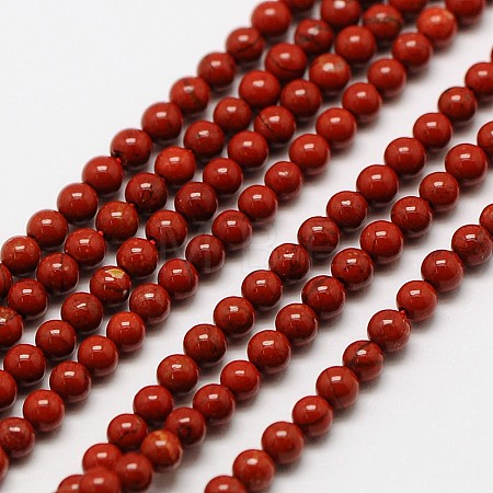 Natural Red Jasper Round Bead Strands G-A130-2mm-08-1
