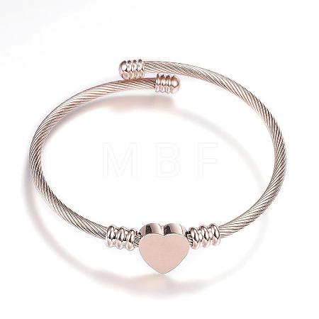 316 Surgical Stainless Steel Torque Bangles BJEW-D437-A37-RG-1