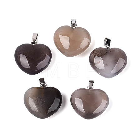 Natural Grey Agate Pendants G-N362-05P-03-1