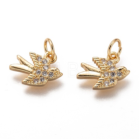 Brass Micro Pave Clear Cubic Zirconia Charms ZIRC-C020-48G-1