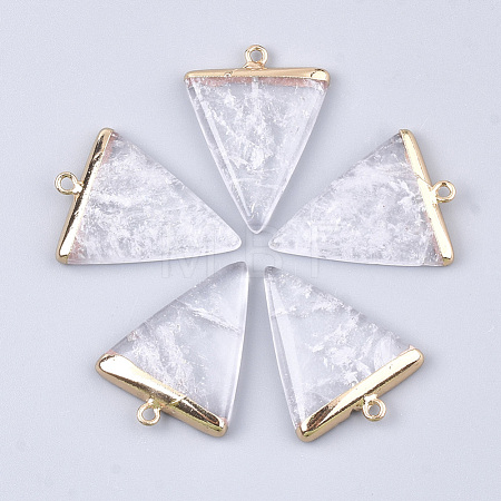 Electroplate Natural Quartz Crystal Pendants G-S344-49E-1
