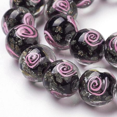 Handmade Gold Sand Lampwork Beads Strands LAMP-L072-G02-1