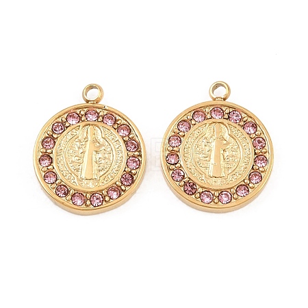 304 Stainless Steel Rhinestone Pendants STAS-Z202-05G-01-1