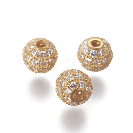 Brass Micro Pave Cubic Zirconia Beads LS-ZIRC-G149-A-C-1
