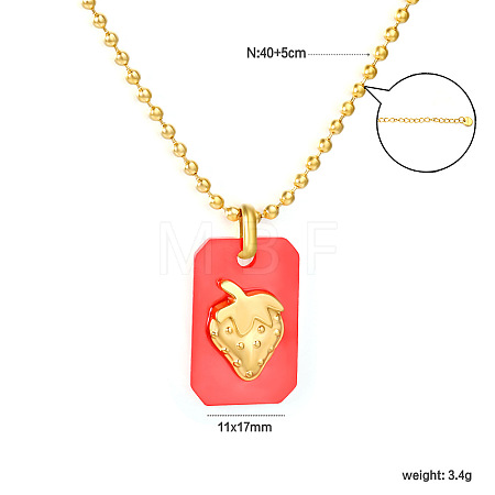 304 Stainless Steel Rectangle with Fruit Pendant Ball Chain Necklaces WGDAD40-02-1