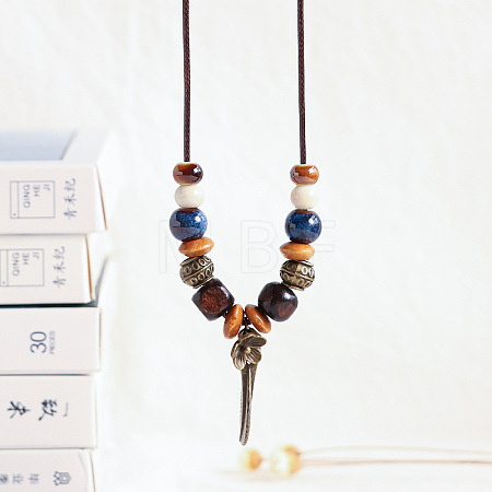 Alloy Pendant Waxed Cord Necklaces FS-WGBC2DA-02-1