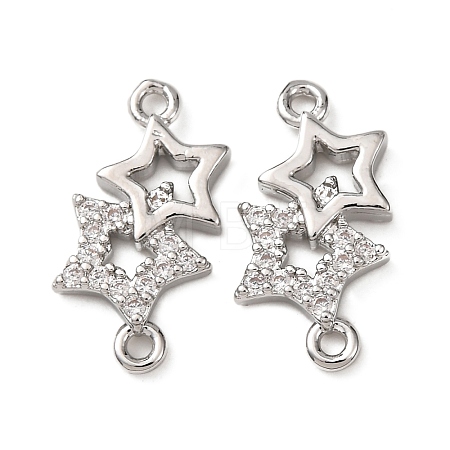 Brass Micro Pave Clear Cubic Zirconia Connector Charms KK-L270-05P-1