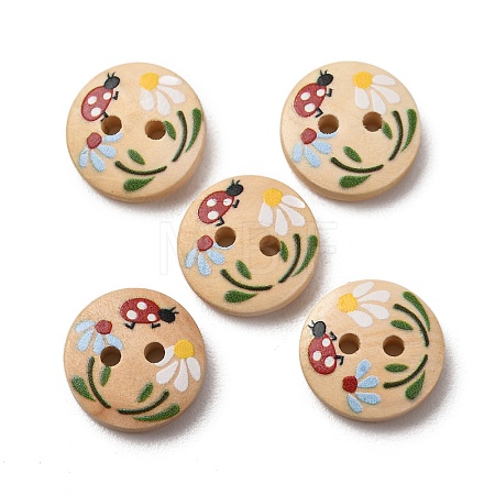 2-Hole Printed Opaque Resin Buttons RE-CBABDF1-20-1