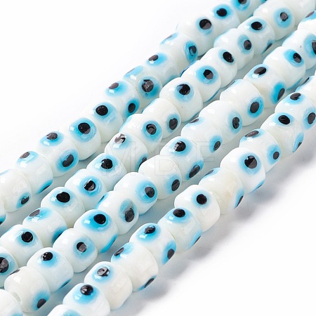 Handmade Evil Eye Lampwork Beads Strands LAMP-F024-01A-03-1