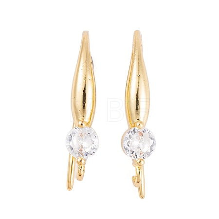 Rack Plating Brass Cubic Zirconia Earring Hooks KK-S374-05G-05-1
