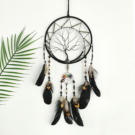 Iron & Gemstone Pendant Decoration PW-WG67115-01-1