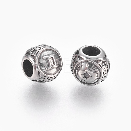 316 Surgical Stainless Steel European Beads STAS-P212-18P-12-1