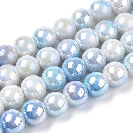Electroplated Glass Beads Strands GLAA-C023-01H-1