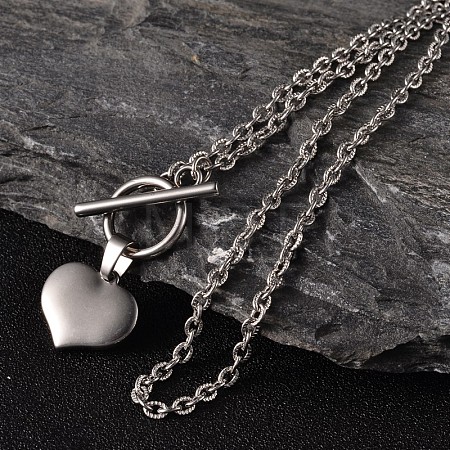 Tarnish Resistant Valentine's Day Heart 304 Stainless Steel Lariat Necklaces NJEW-JN01484-1