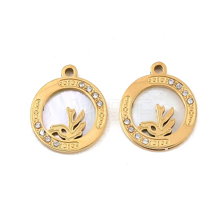 Ocean Theme 304 Stainless Steel & Natural Shell & Rhinestone Pendants SH-CBA72D5-01B-G-1