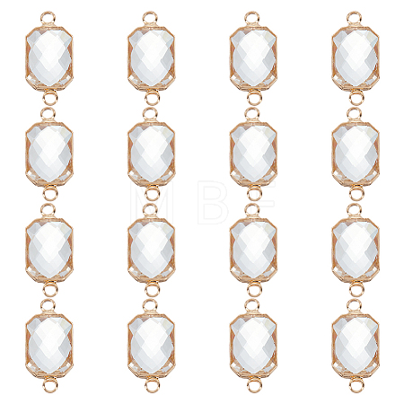 16Pcs Brass Pave Clear Glass Connector Charms FIND-BC0013-16G-1