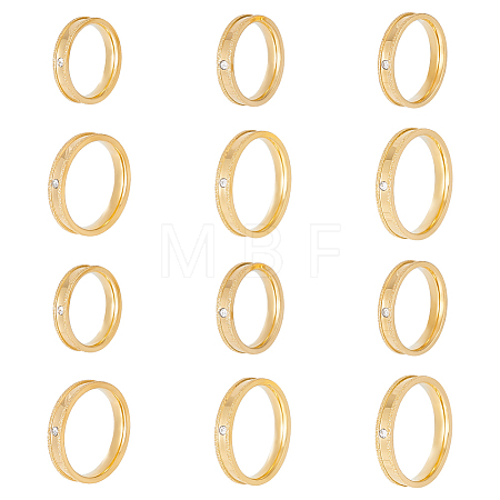 12Pcs 6 Size Crystal Rhinestone Ring RJEW-UN0002-72G-1