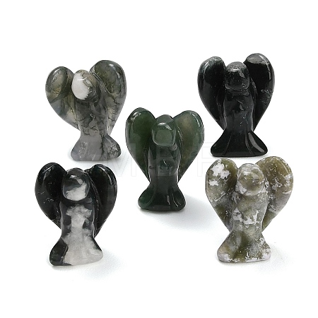Natural Moss Agate Gemstone Carved Angle Figurines GG-CBA8396-A08-1