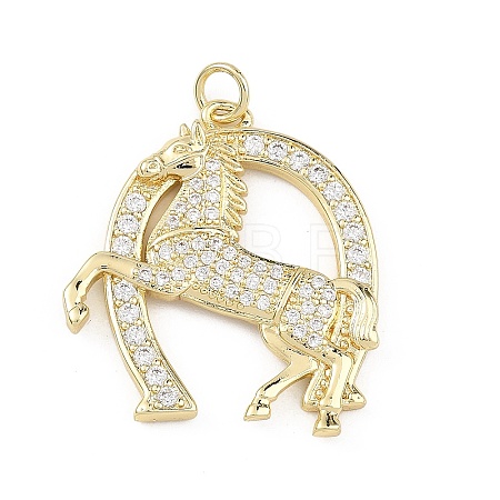 Brass Micro Pave Clear Cubic Zirconia Pendants KK-B177-05E-G-1