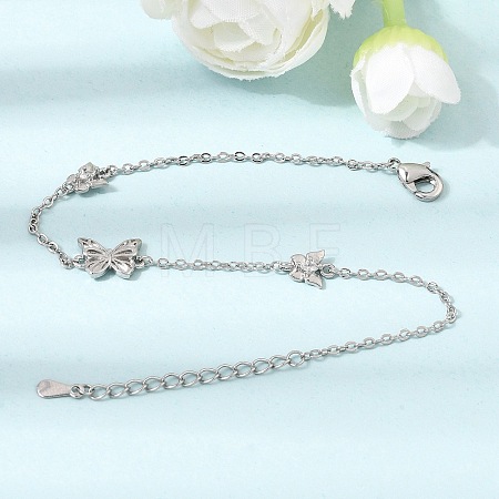Brass Butterfly Link Bracelets KK-CBAFF9E-01P-1
