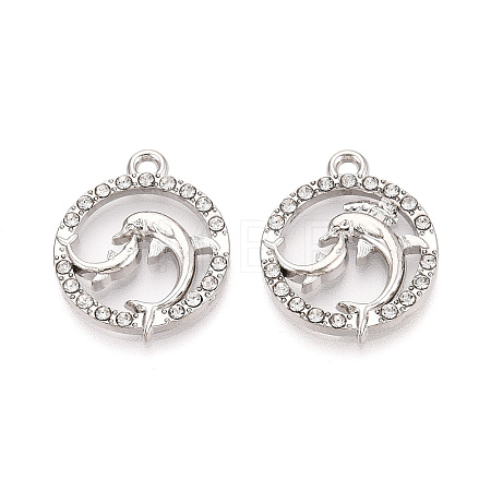 Alloy Rhinestone Pendants FIND-N008-30P-1