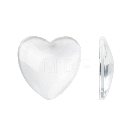 Transparent Glass Heart Cabochons GGLA-R021-25mm-1