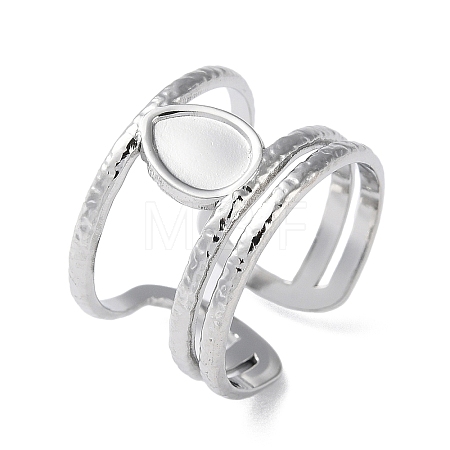 Non-Tarnish 304 Stainless Steel Open Cuff Ring Components X-STAS-Q308-06P-1