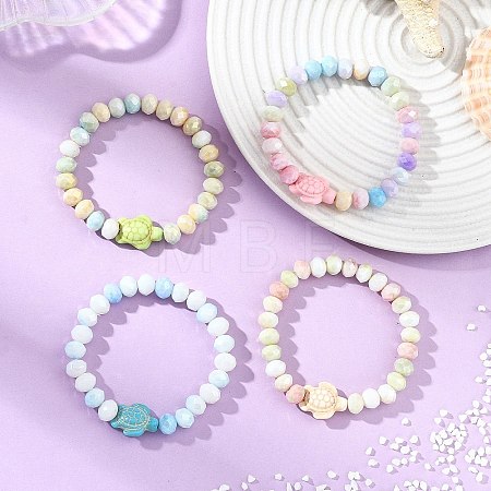 Glass & Synthetic Turquoise Beaded Bracelets BJEW-JB13889-01-1