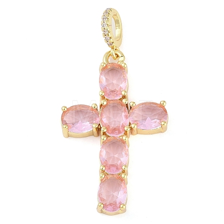 Rack Plating Brass Cubic Zirconia European Dangle Charms KK-P287-47G-02-1