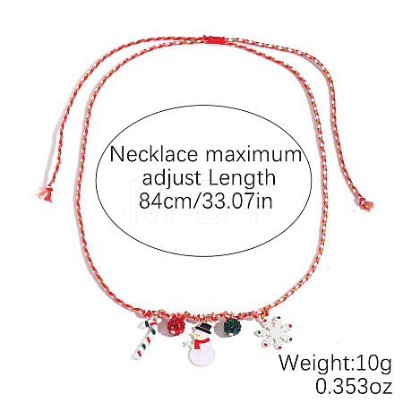 Christmas Alloy & Acrylic Pendant Braided Polyester Cord Necklaces FS-WG3DBCD-09-1
