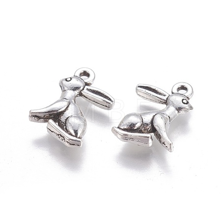 Tibetan Style Alloy Rabbit Pendants X-TIBEP-1437-AS-LF-1