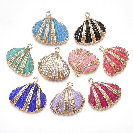 Spray Paint & Electroplate Sea Shell Pendants SSHEL-S262-09-1