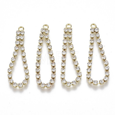 Brass Rhinestone Cup Chain Pendants X-KK-R129-07G-1