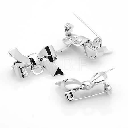 Bowknot Brass Brooches Findings X-KK-F0272-P-1