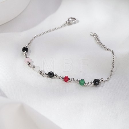 Bohemian Natural Black Agate Beaded Link Bracelets OT4085-2-1