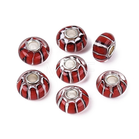 Handmade Lampwork & Brass Core European Beads LAMP-N044-01S-03-1