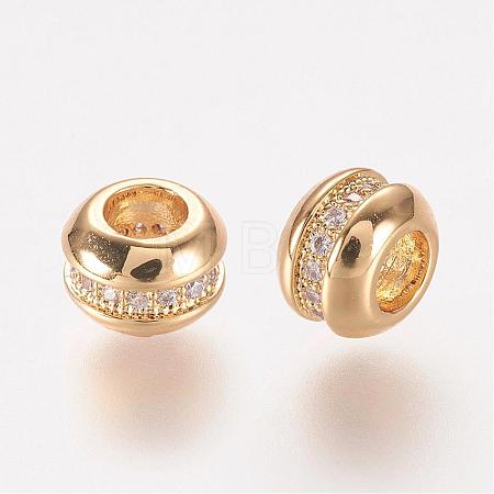 Brass Micro Pave Cubic Zirconia Beads ZIRC-J016-21G-1