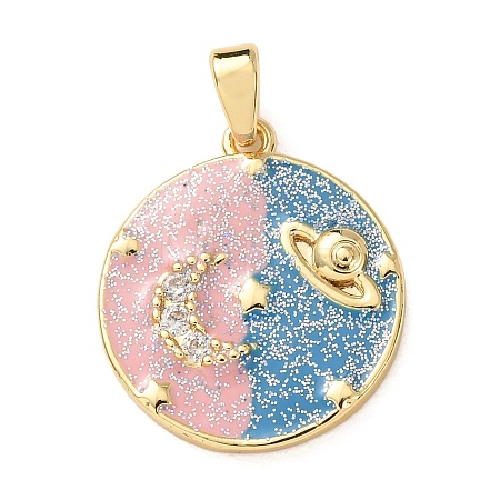 Brass Micro Pave Cubic Zirconia Pendants KK-E803-01G-C-1
