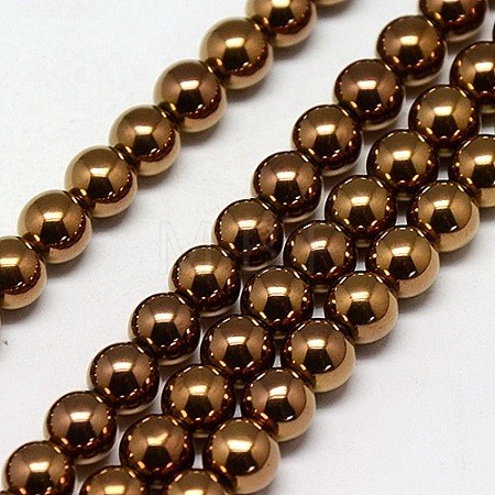 Electroplate Non-magnetic Synthetic Hematite Beads Strands X-G-J169A-3mm-01-1