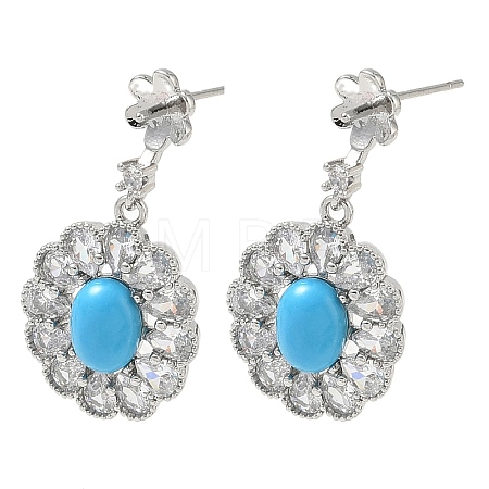 Brass Pave Cubic Zirconia Stud Earring Findings KK-C172-12P-1