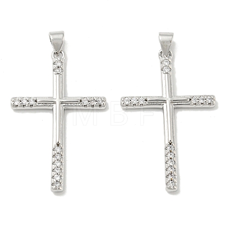 Rack Plating Brass Micro Pave Cubic Zirconia Pendants KK-F869-07P-1
