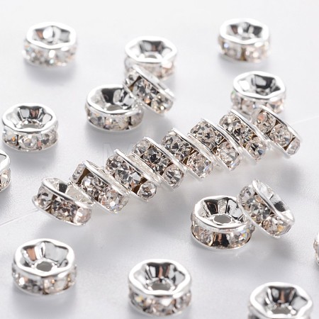 Brass Grade A Rhinestone Spacer Beads RSB037NF-01-1