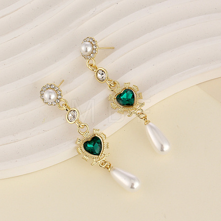 Valentine's Day Alloy & Rhinestone Dangle Stud Earrings WG2B101-01-1