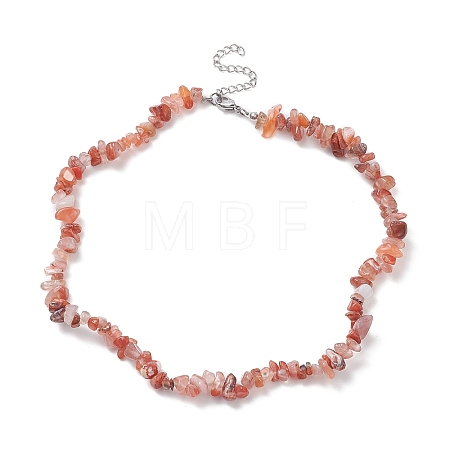 Natural Carnelian Chips Beaded Necklaces NJEW-JN04275-05-1